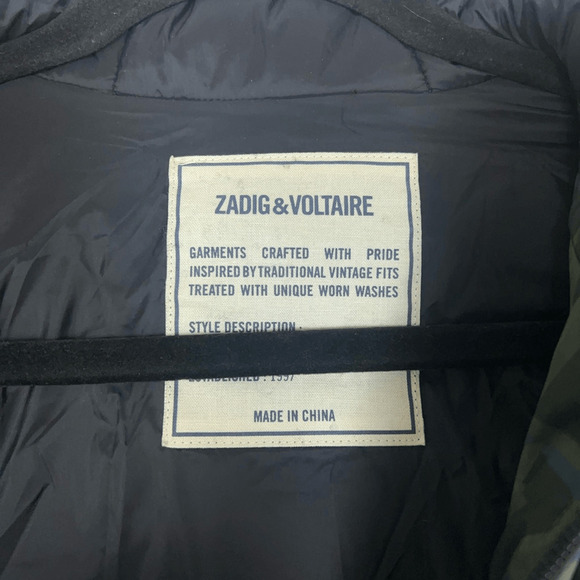 Zadig & Voltaire Puffer Jacket Womens Small Logo Streetwear Y2K - Picture 12 of 12